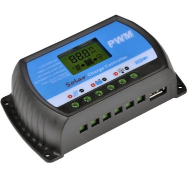 Regulador de carga solar PWM 30A/12-24V con display + USB