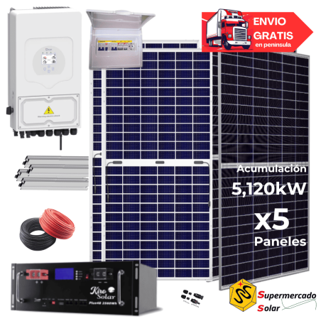 Kit solar Deye 5KW con baterías 10410W/16360W 48V
