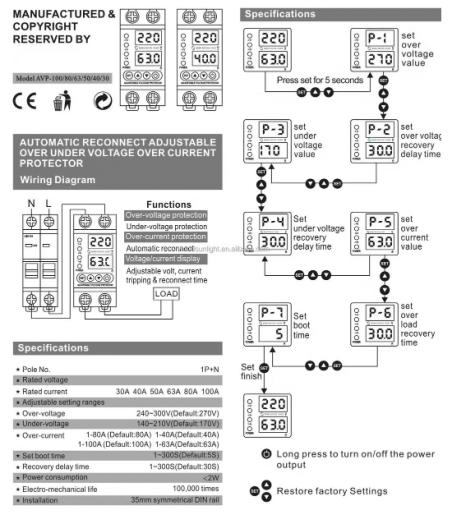 Relé de Control de Voltaje Ajustable WSVP-63