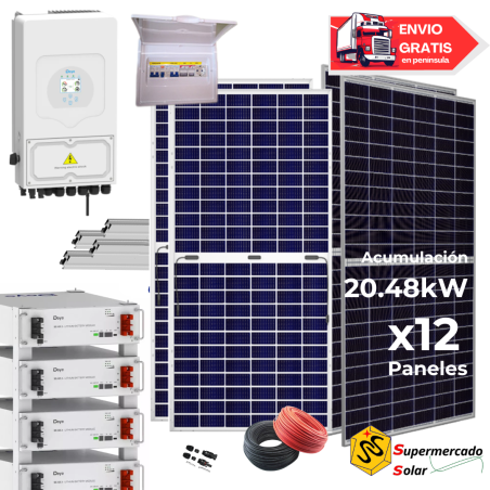 Kit solar Deye 8KW con baterías 25830W/40590W 48V